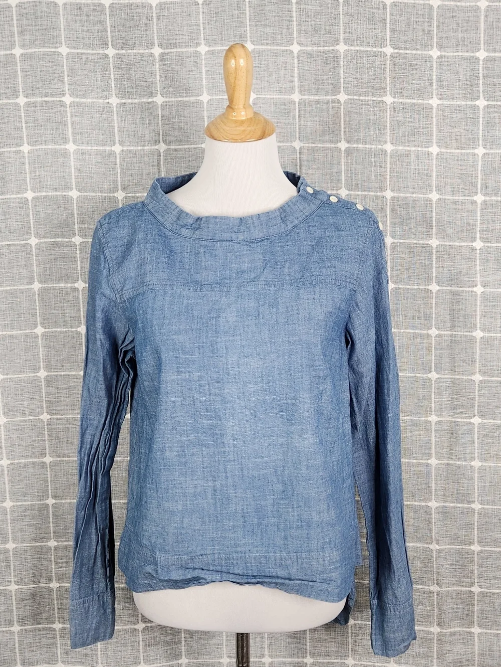 J. Crew Funnelneck Chambray Top
